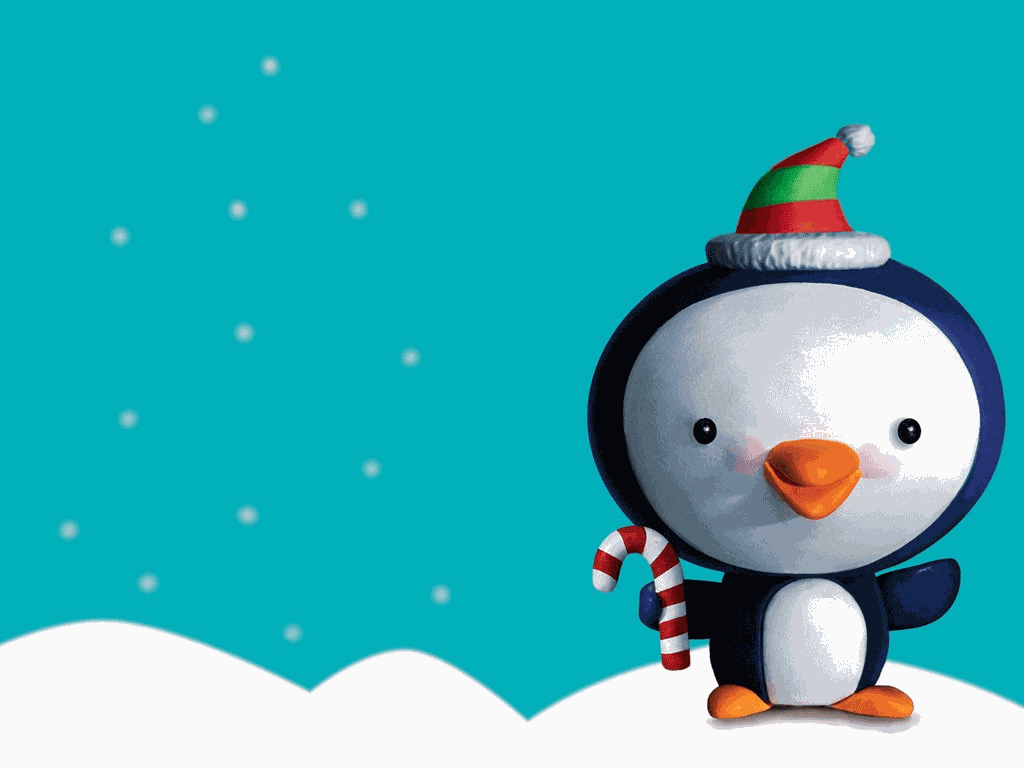 1024x768 Christmas Penguin Cartoon Wallpaper.gif Desktop Background
