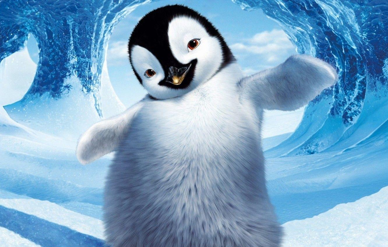 1332x850 Wallpaper winter, snow, ice, penguin, character, Happy feet, Cartoon image for desktop, section фильмы