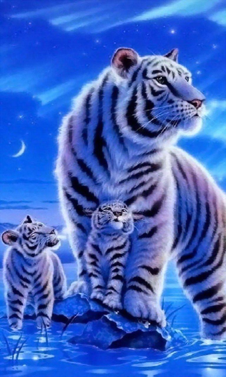 768x1280 White Wallpaper Cute Tiger