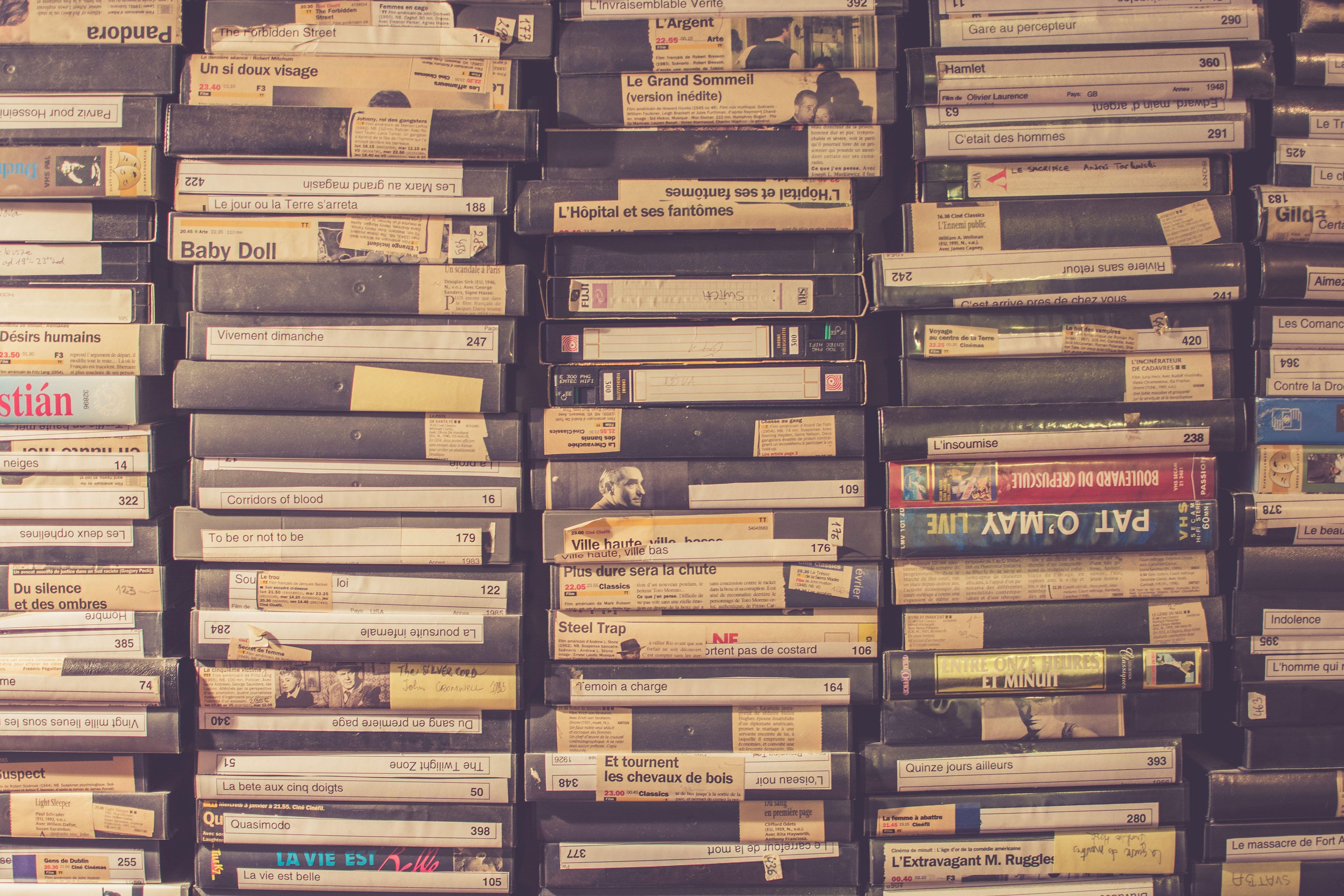 6000x4000 VHS Tape Lot Wallpaper, Stack Of Assorted Title Cases, Video, Vintage, Film. Vhs Tapes, Vhs Tape, Rewind