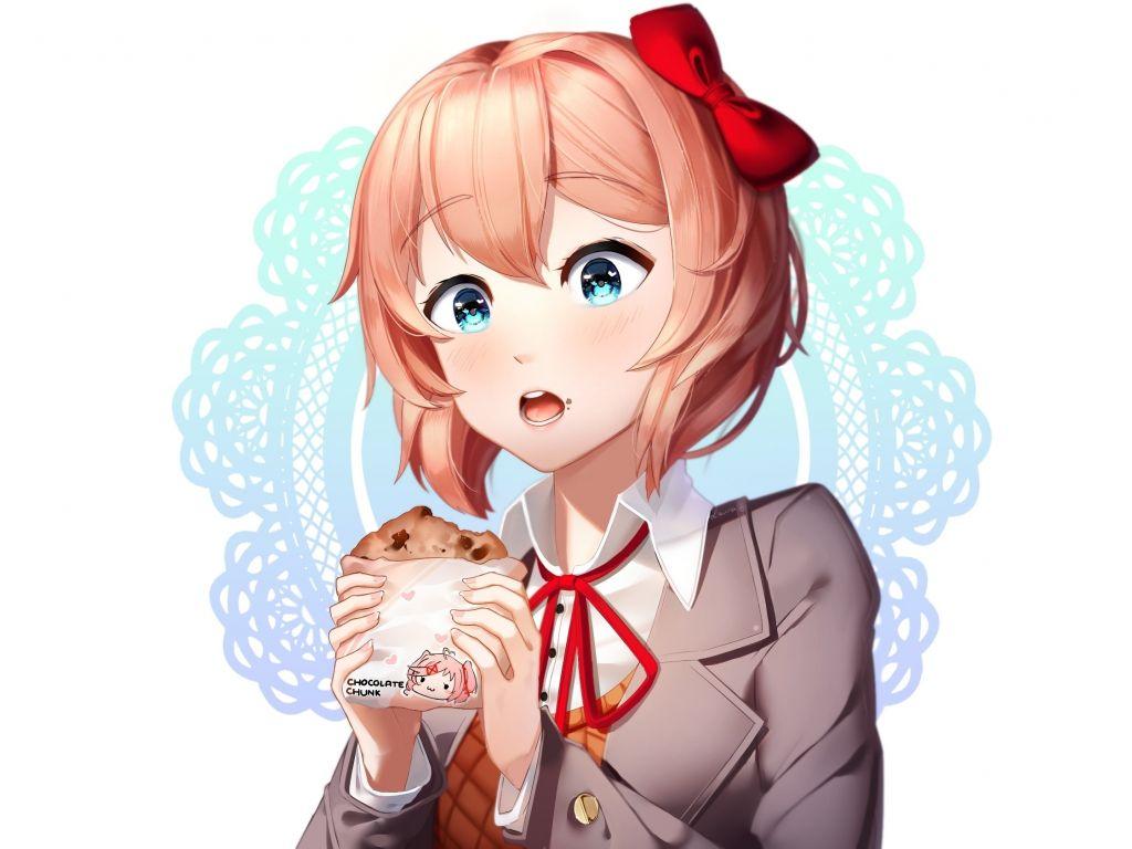 1024x768 Desktop wallpaper curious, natsuki, doki doki literature club!, HD image, picture, background, 08b5d2