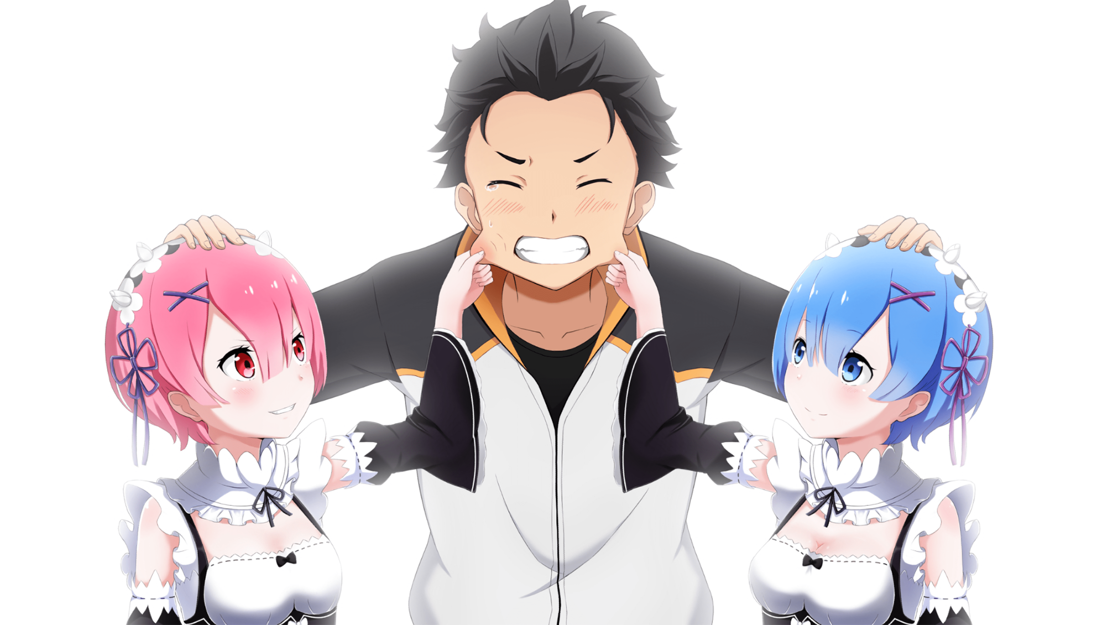 3840x2160 Download 3840x2160 Ram, Rem, Subaru Natsuki, Maid, Cute, Re:Zero Kara Hajimeru Isekai Seikatsu Wallpaper for UHD TV