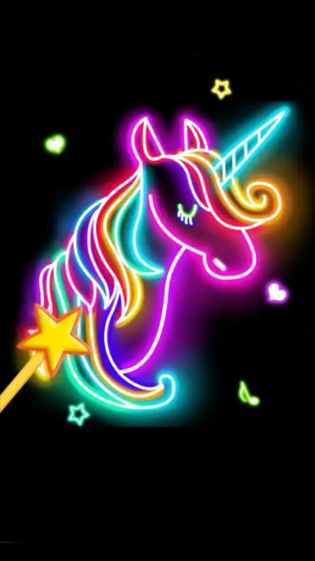1080x1920 Neon unicorn. Unicorn wallpaper, Unicorn wallpaper cute, Pink unicorn wallpaper