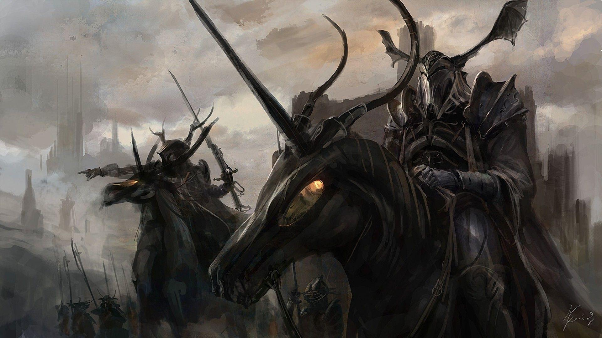 1920x1080 dark, unicorns, shadows, fantasy art, Kai Lim wallpaper