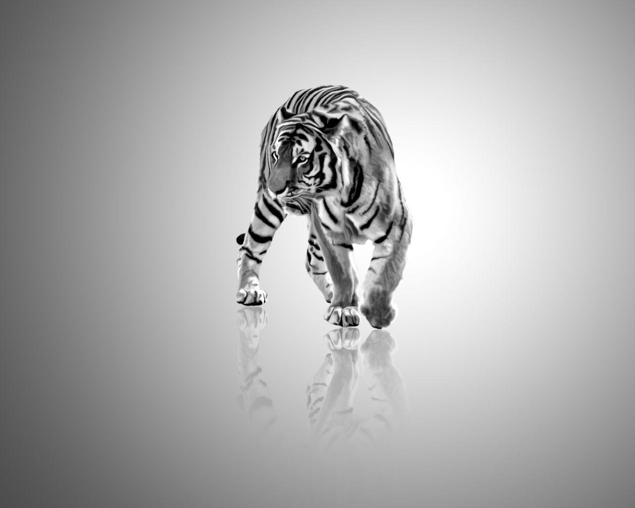 1280x1024 Abstract Black And White Tiger Wallpaper HD