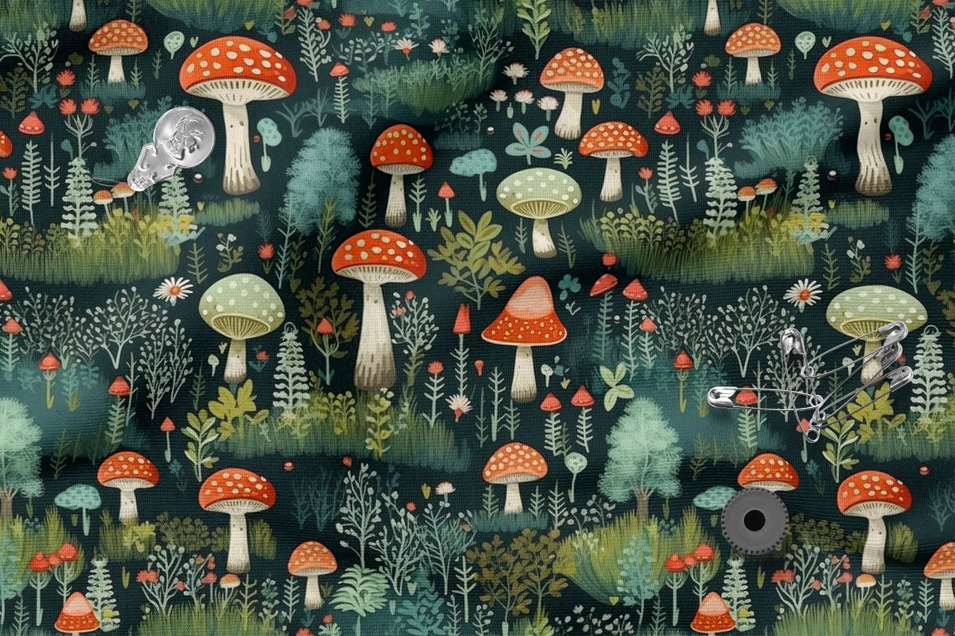 1900x1267 Mushroom Fairytale Forest Fabric