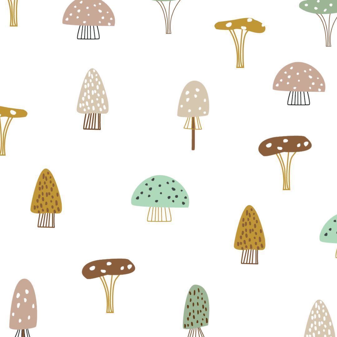 1080x1080 Boho Mushroom Fabric Wall Decals Toxic & Removable