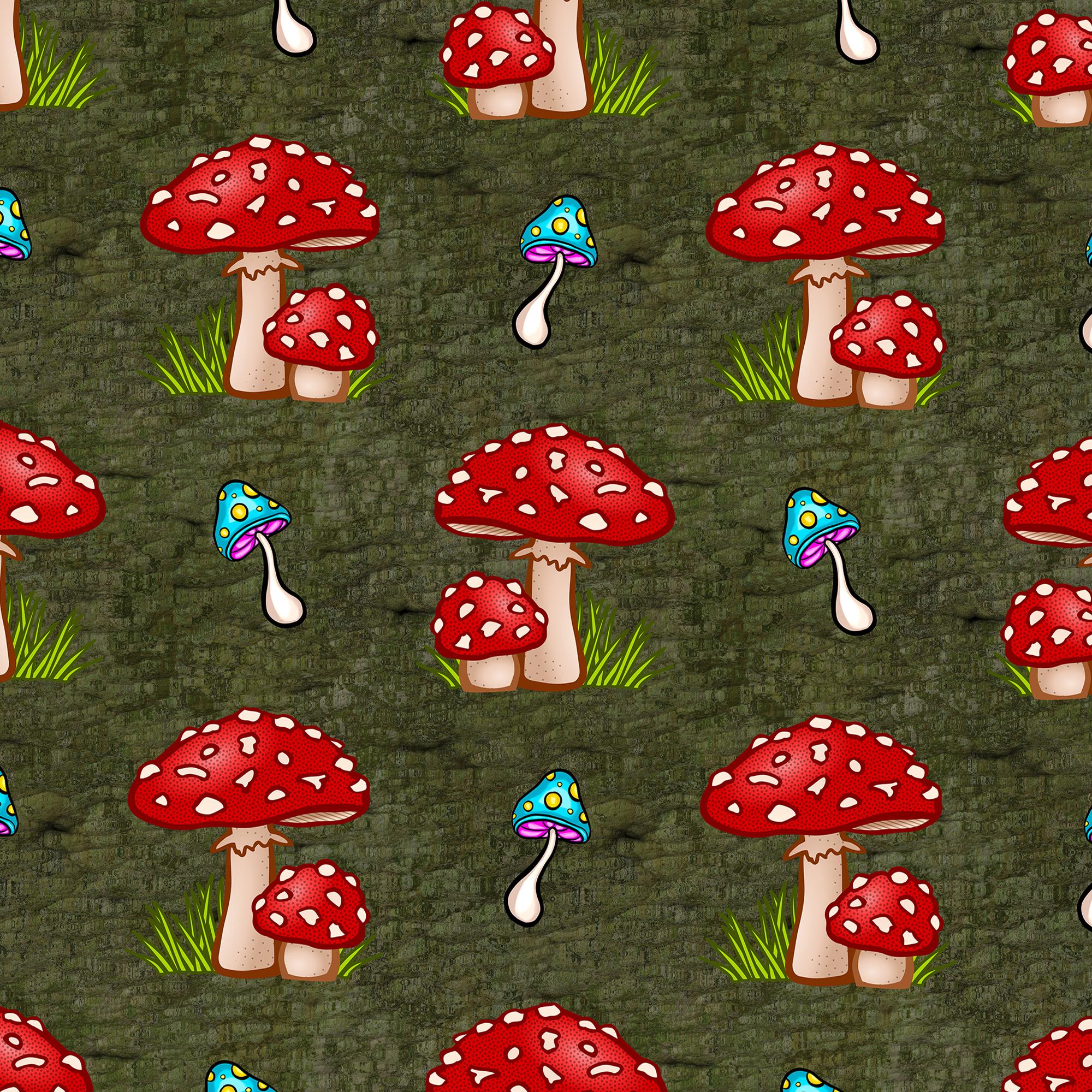 2000x2000 Cartoon Amanita Mushroom Fabric, Sold by the Half Yard, Continuous Cut, 100% Cotton Fabric New Zealand