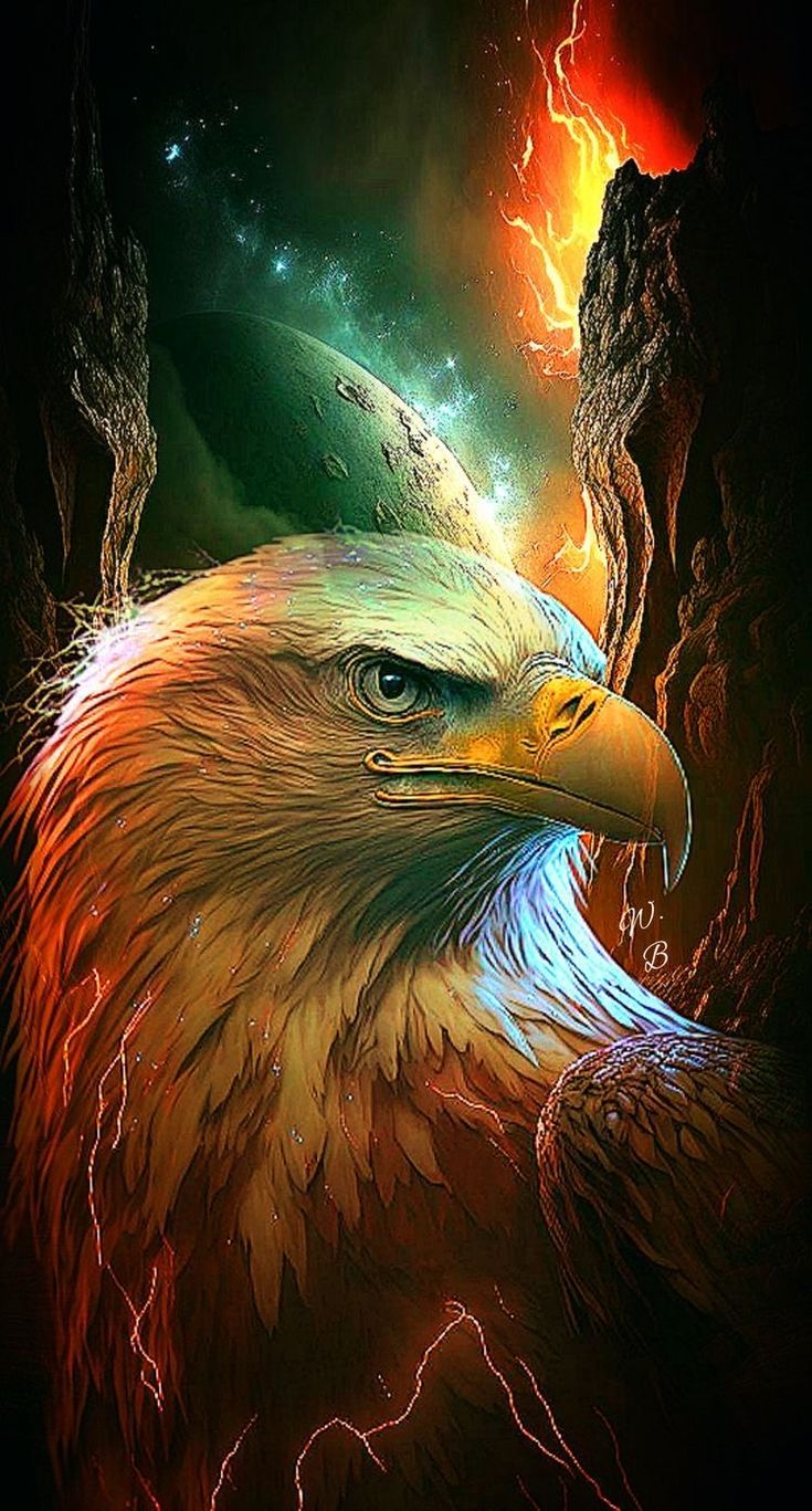735x1367 Majestic Eagle in Space. Eagles 4k, Eagle with lightning, Red eagle wallpaper