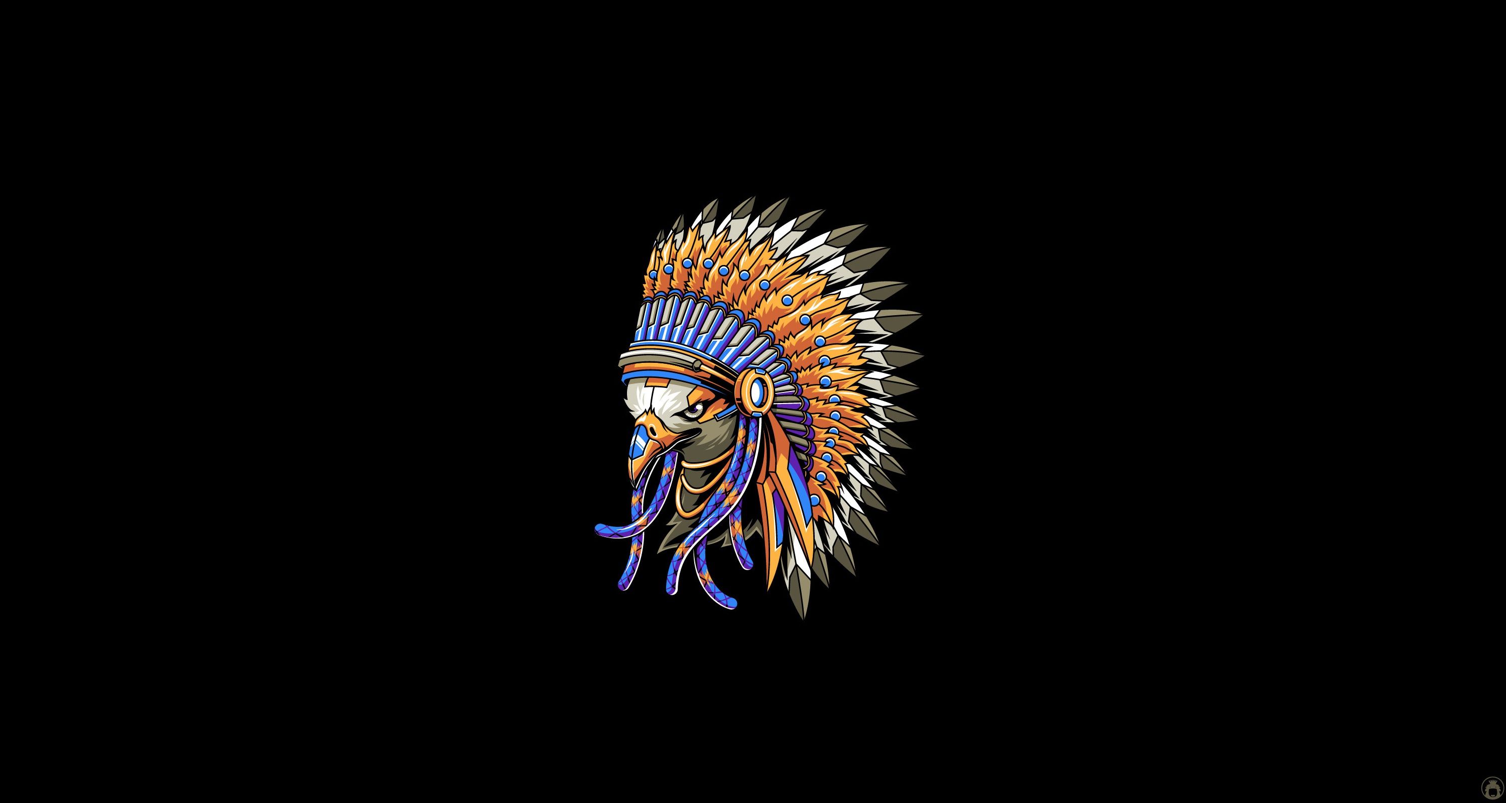 3000x1600 Wallpaper vector, feather, Angga Tantama, Eagle, Indian Eagle, Illustration, Minimalism, animal for mobile and desktop, section минимализм, resolution 3000x1600