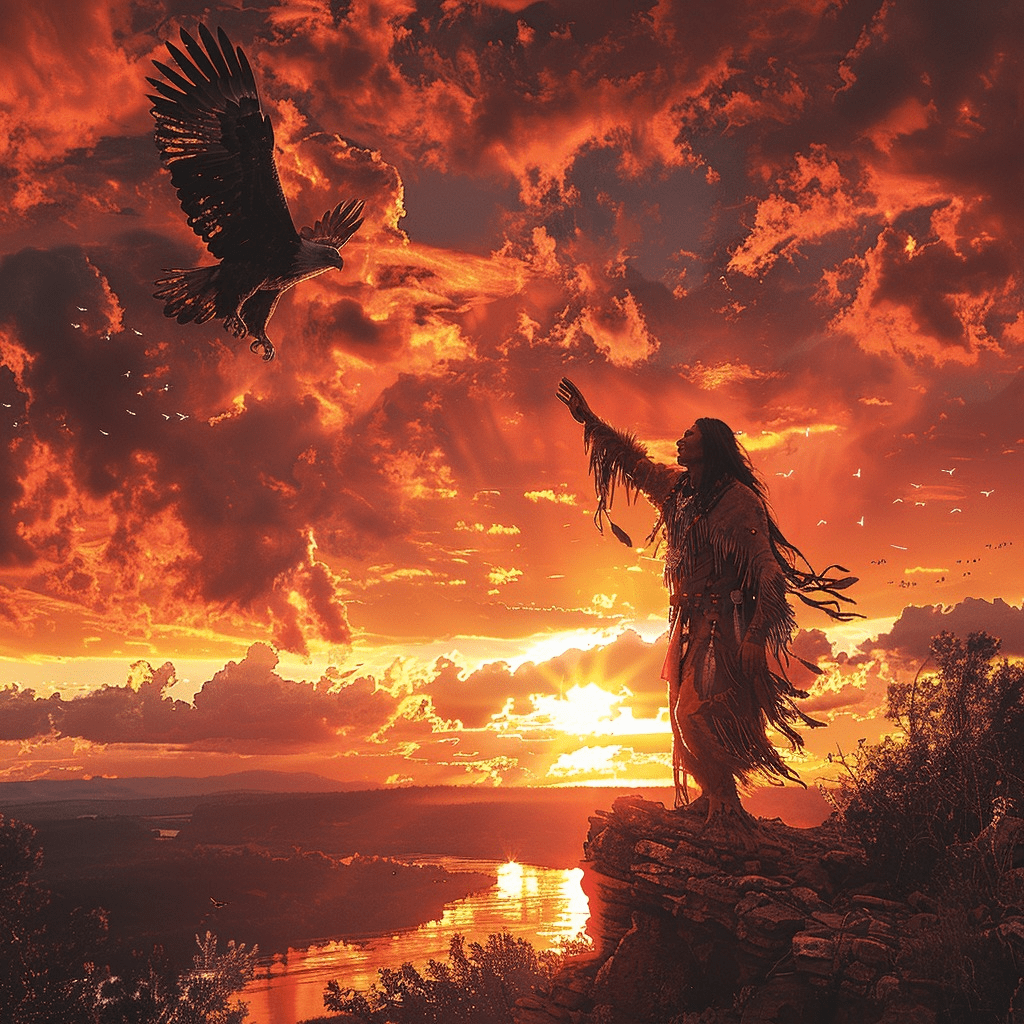 1024x1024 Reaching for the Sacred Skies Native American Eagle Canvas