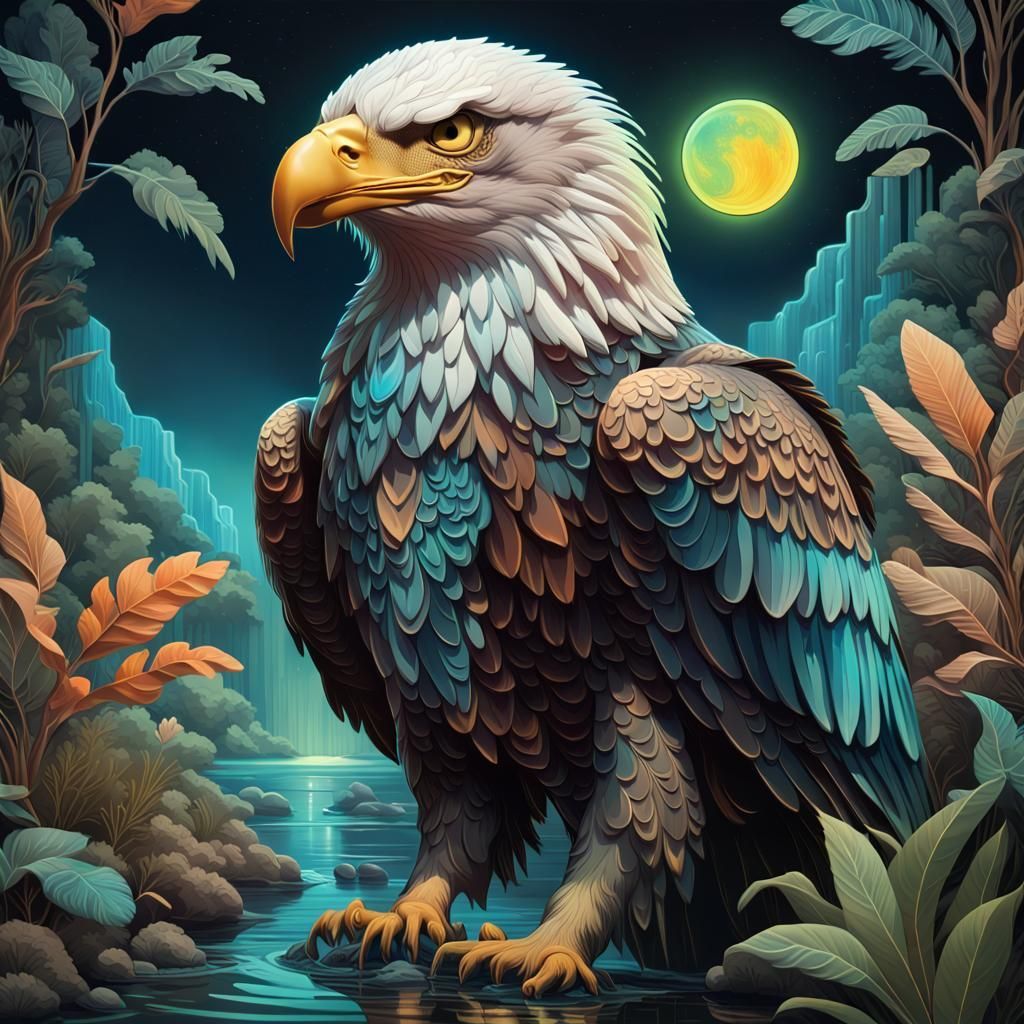 1024x1024 The Magical Eagle. Deco Magical Eagle with Bioluminesc