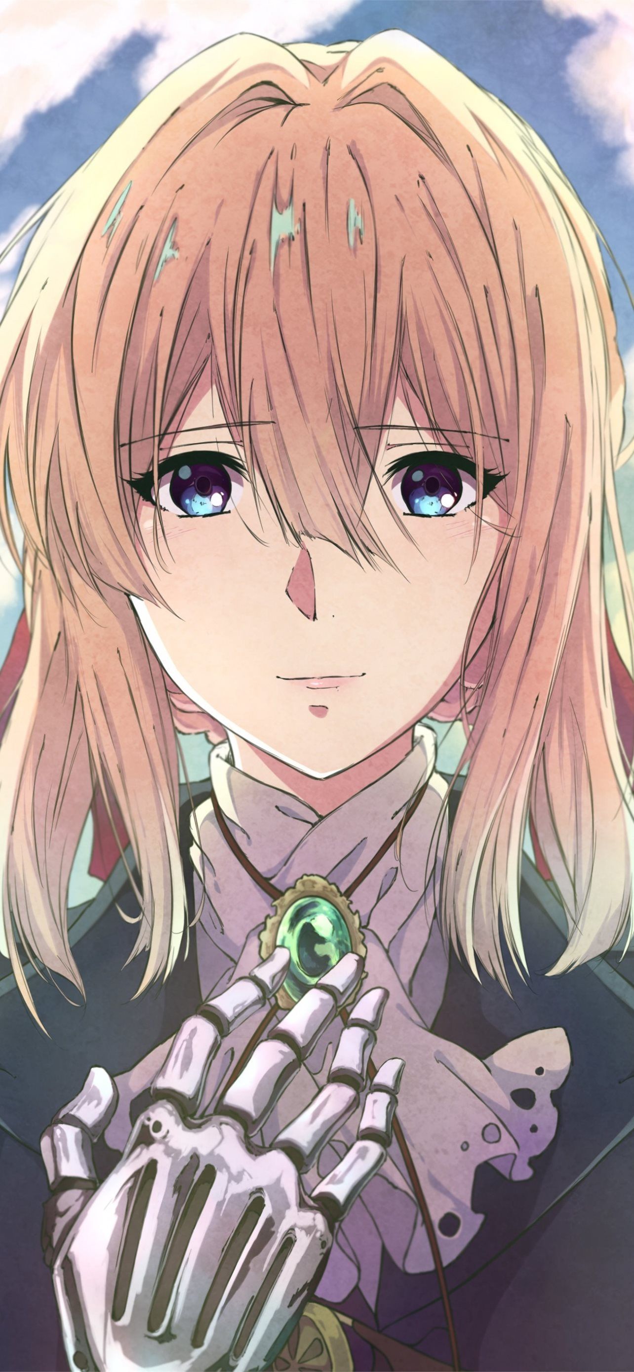 1284x2778 Violet Evergarden Happy Face Mechanical Arm Blonde. iPhone Wallpaper Free Download