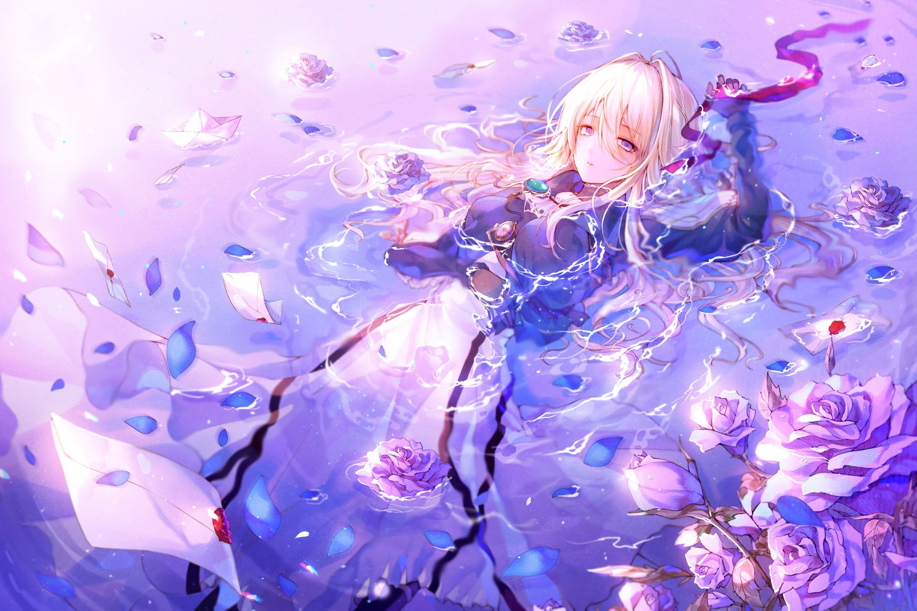 3000x2000 Wallpaper water, girl, anime, Violet Evergarden for mobile and desktop, section сёнэн, resolution 3000x2000