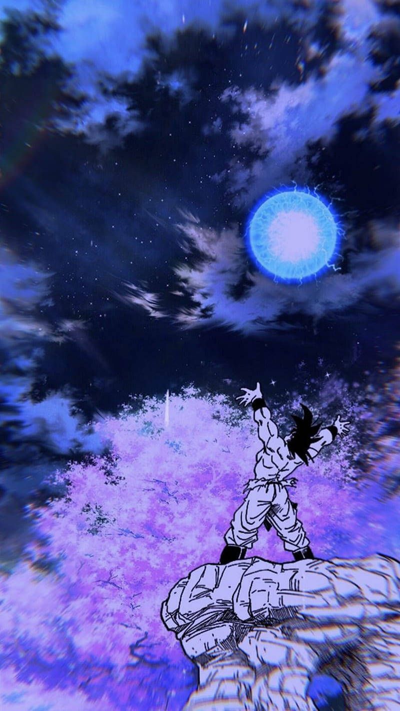 800x1423 Download Goku Poster With Spirit Bomb Wallpaper