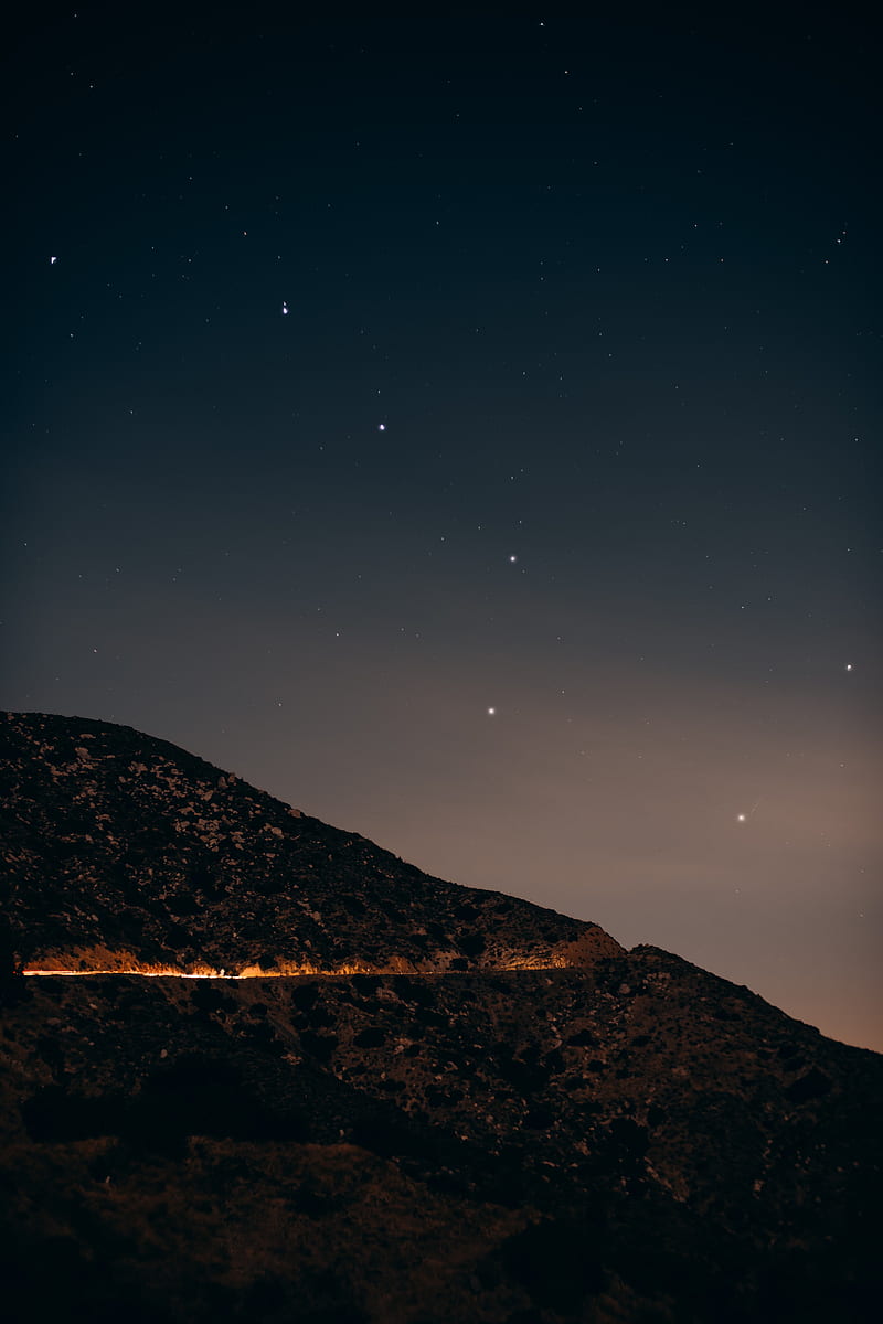 800x1200 Mountain, hill, night, starry sky, HD phone wallpaper