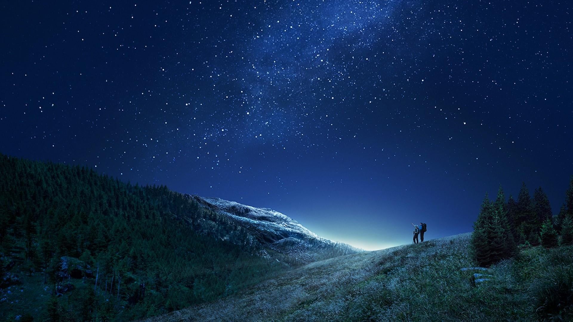 1920x1080 HD wallpaper: sky, nature, starry night, light, milky way, night sky, stars