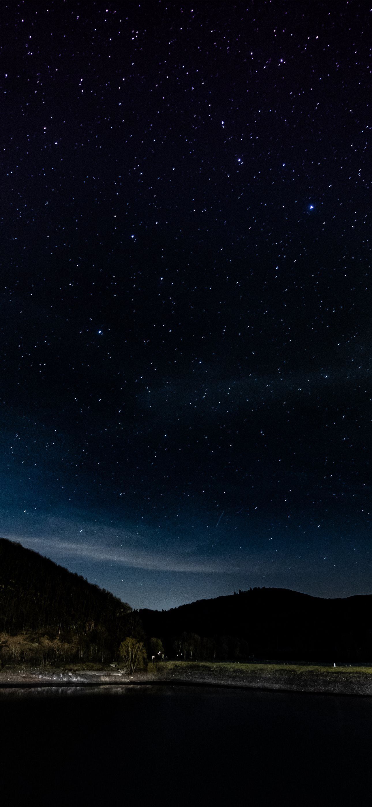 1290x2796 mountains under starry sky during nighttime iPhone Wallpaper Free Download