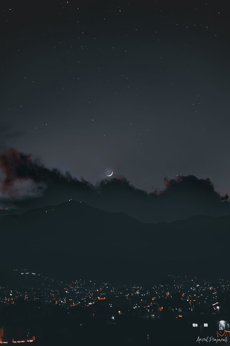 800x1202 Night view, astronomy, galaxy, hill, milky, moon, sky, star, stars, HD phone wallpaper
