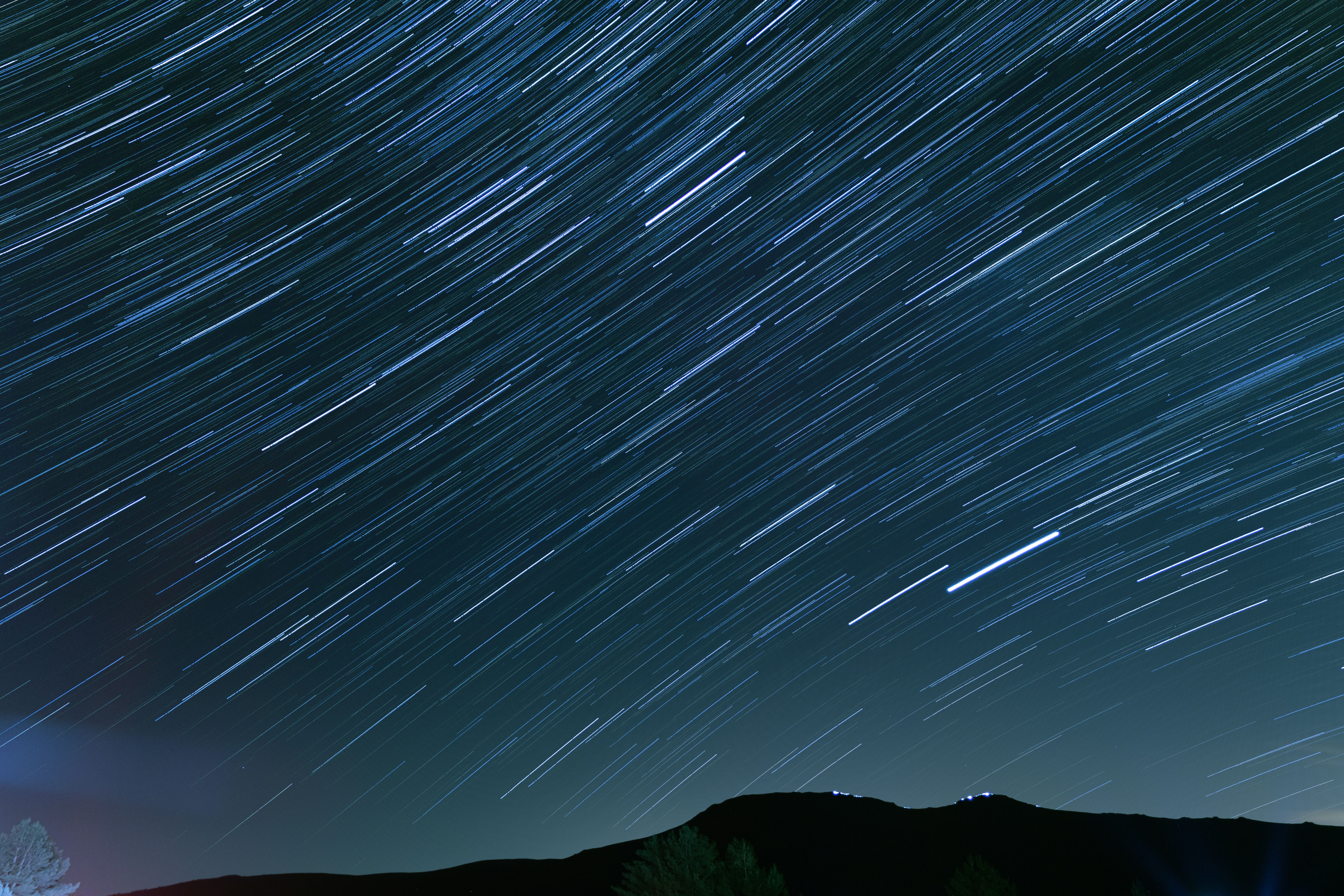 6000x4000 Phone wallpaper: Night, Nature, Stars, Starry Sky, Hill, Distortion 157452