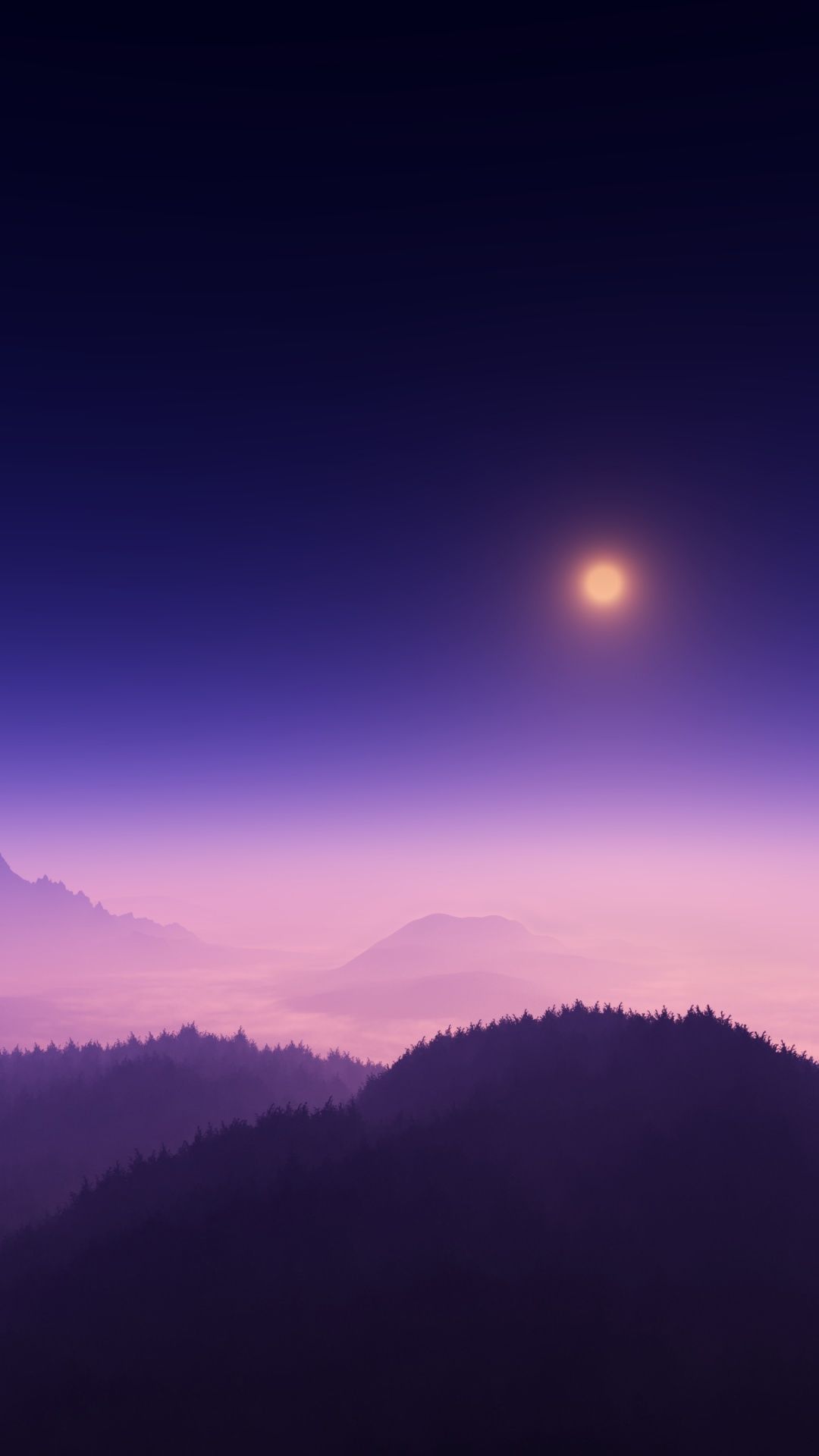 1080x1920 Moonlight Wallpaper 4K, Foggy, Night time, Aerial view