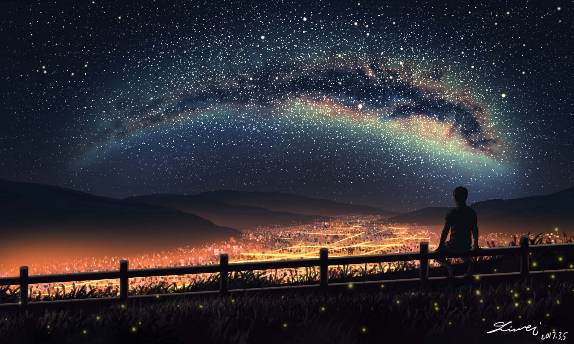 1920x1152 Anime Night Desktop Wallpaper