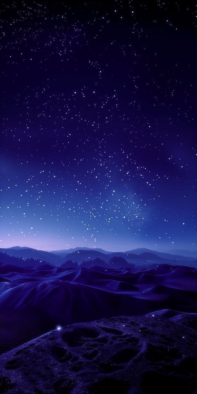 640x1280 Starry Night Sky with Snowy Hills Wallpaper. Blue night wallpaper hd, Blue starry night sky wallpaper, Desert stars wallpaper