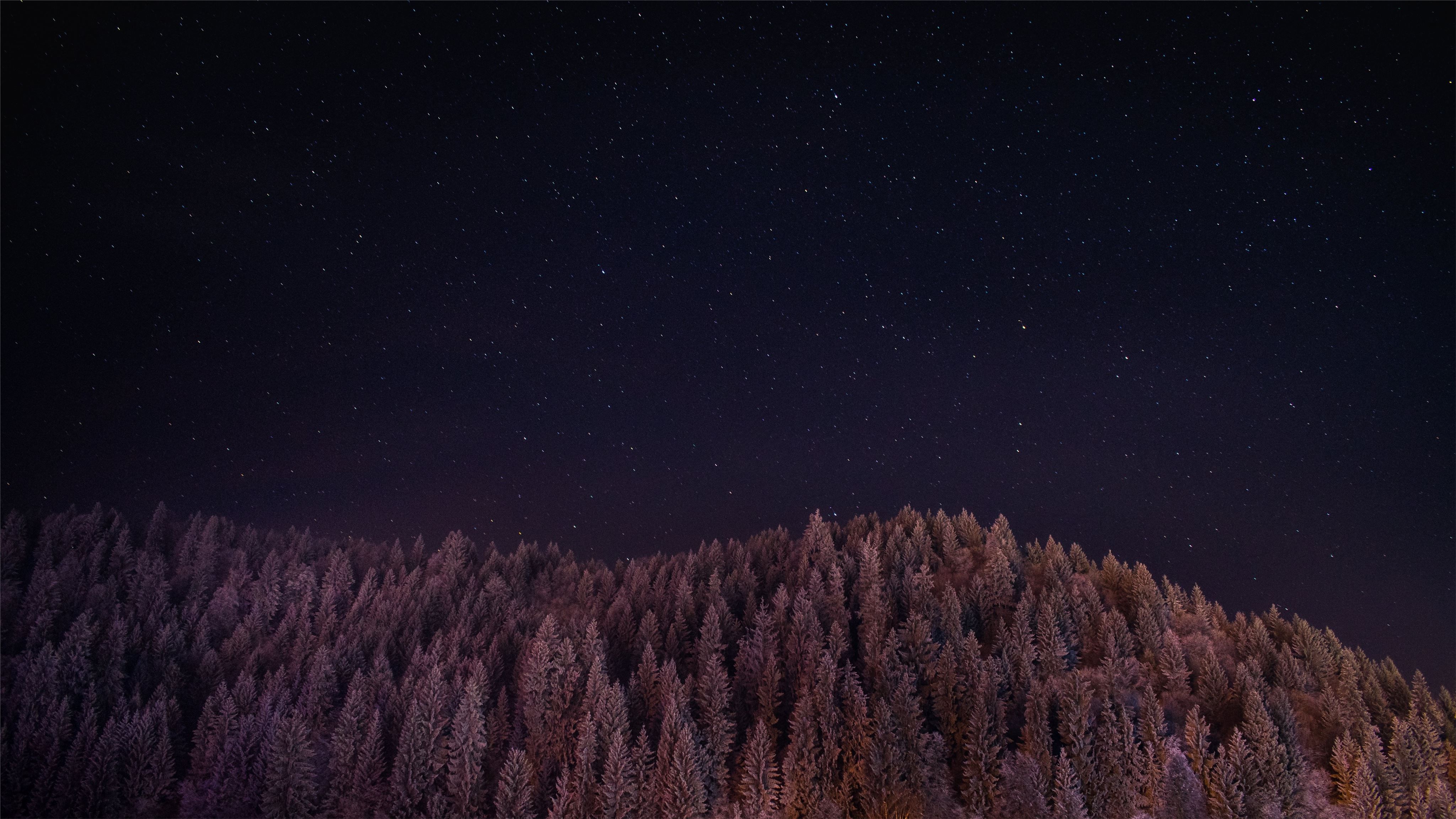 4096x2304 Wooded hill under stars MacBook Air Wallpaper Download