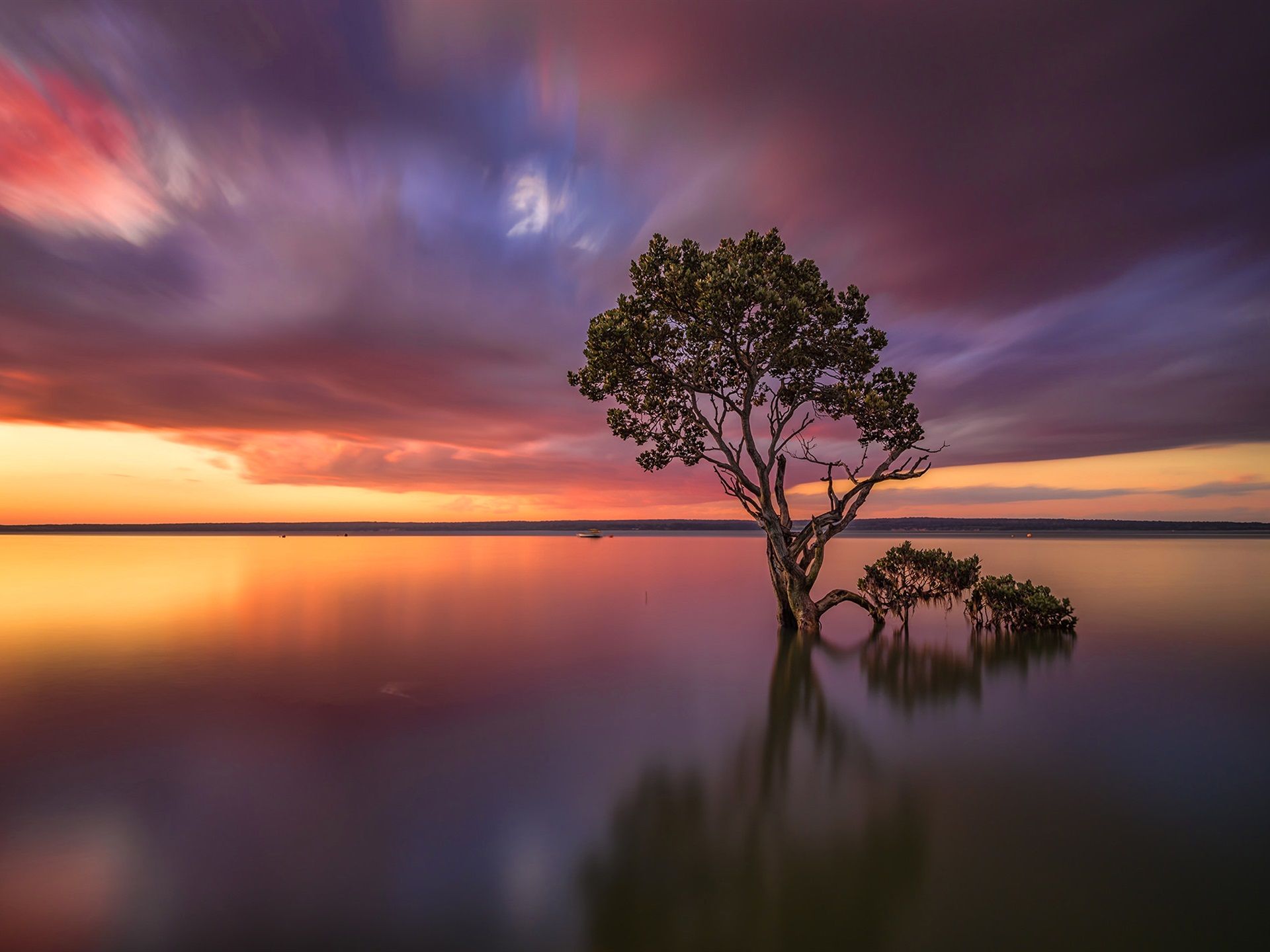 1920x1440 Wallpaper Victoria, Australia, lake, tree, sunset, glow 1920x1440 Picture, Image