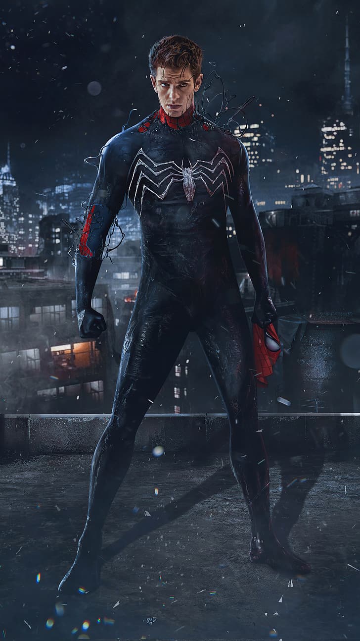 728x1294 HD Wallpaper: Spider Man, Andrew Garfield, Symbiote, Venom, Standing
