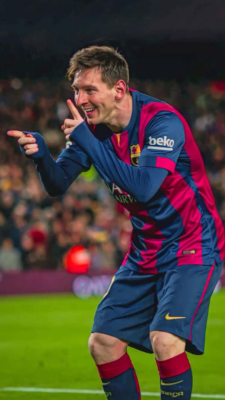 750x1333 Messi Iconic Celebration Wallpaper