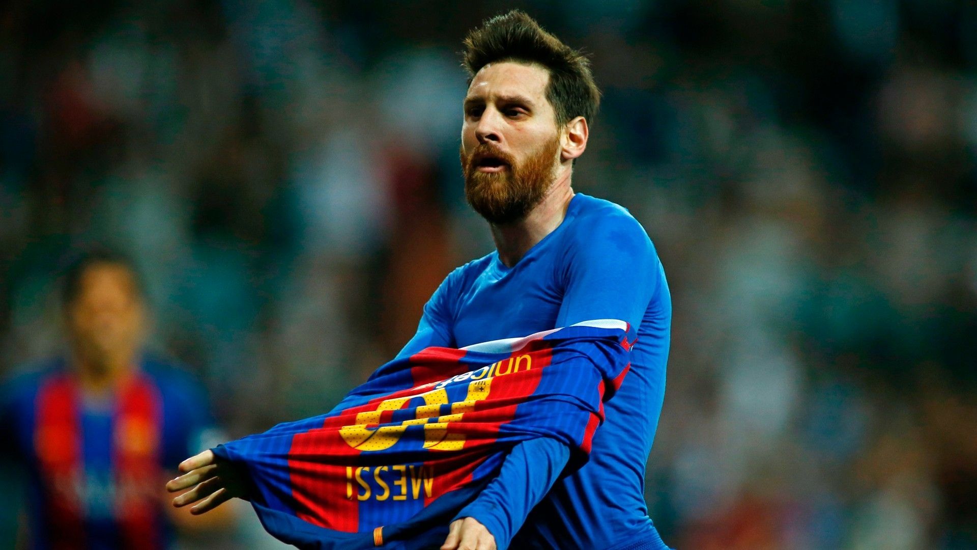 1920x1080 Lionel Messi celebration vs Real Madrid: Barcelona legend's infamous Clasico jersey taunt explained