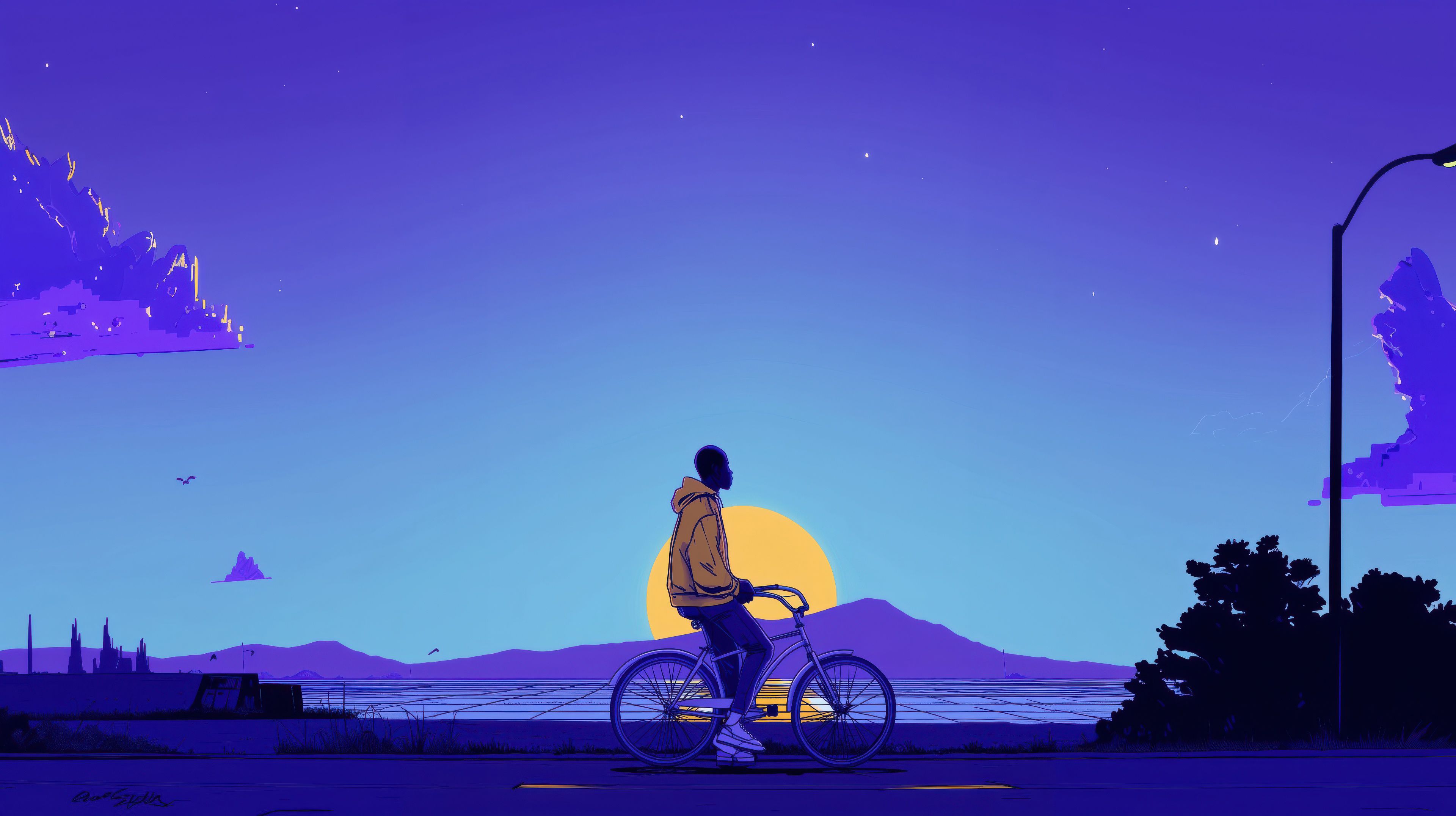 3840x2152 Bicycle Ride Along Coastal Wallpaper, HD Artist Wallpaper, 4k Wallpaper, Image, Background, Photos and Picture