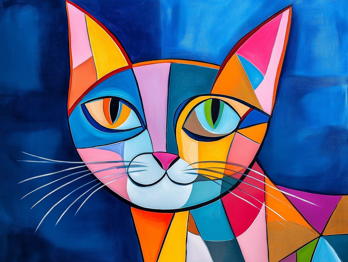 1200x904 Cubist Cat Mural Wallpaper