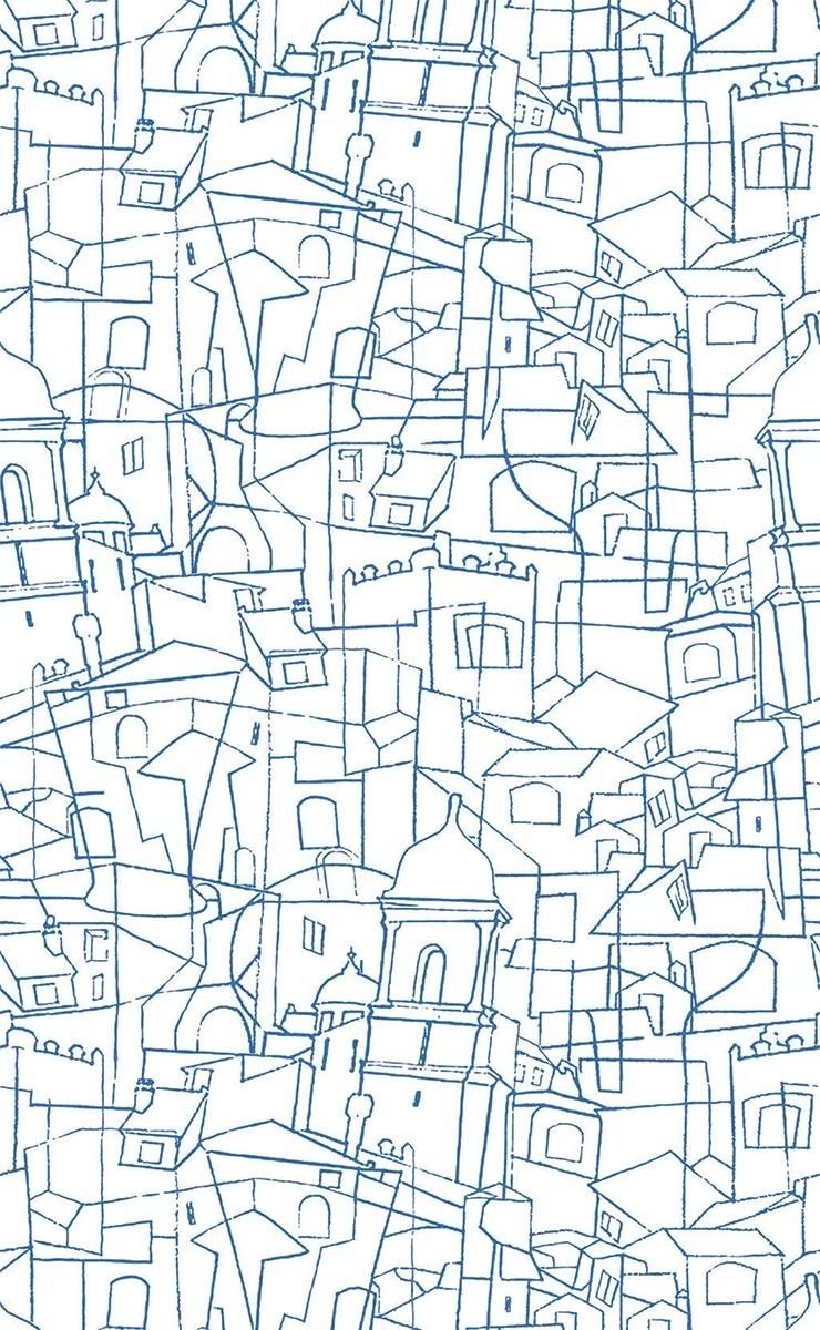 740x1200 Cubist Cityscape adhesive wallpaper