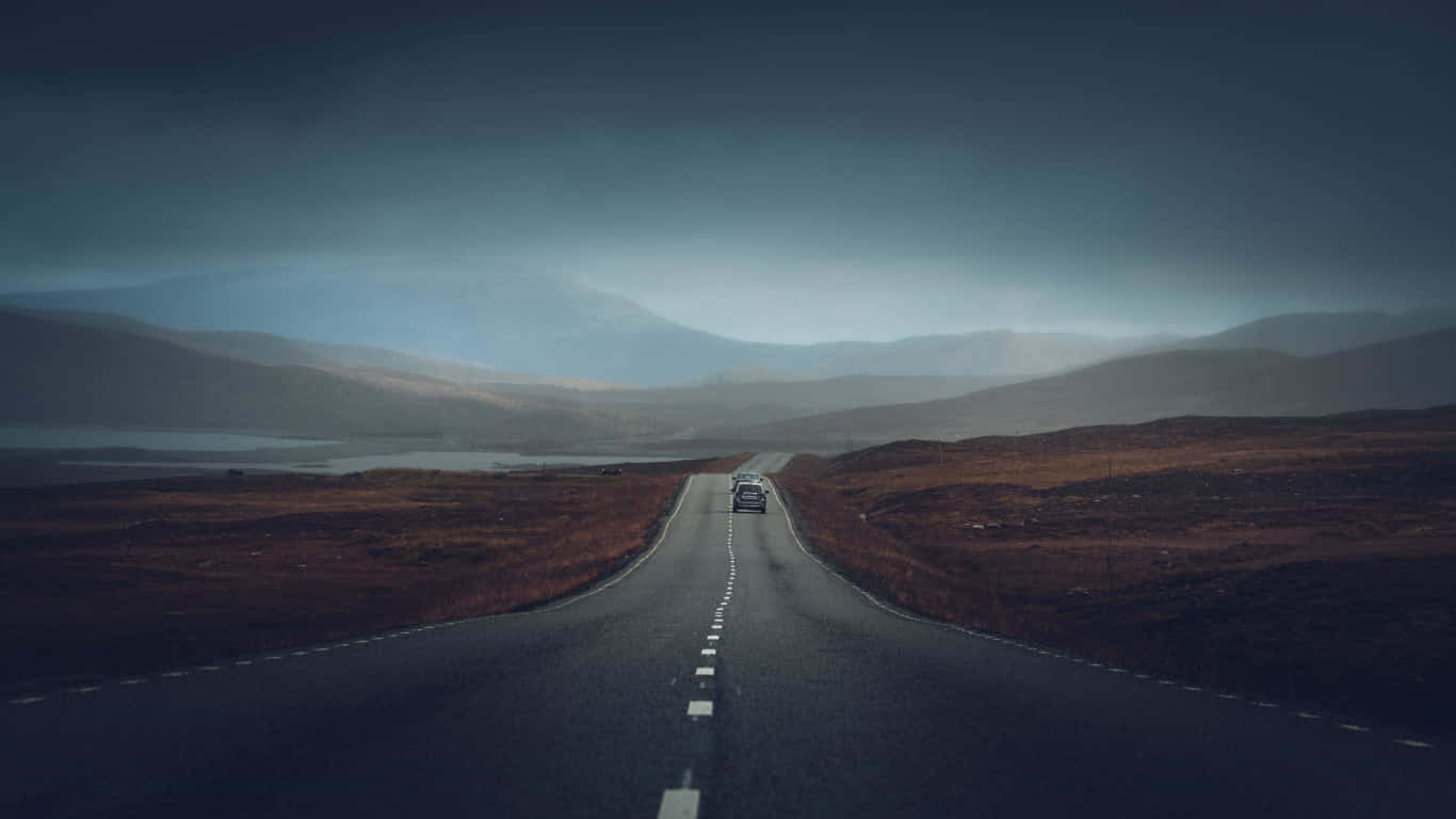 1366x768 Download 1366x768 Car On Dark Road Travel Background