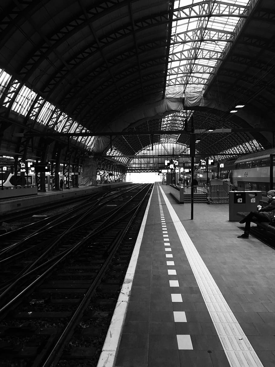910x1213 netherlands, amsterdam, contrast, black, white, travel, tourism, train