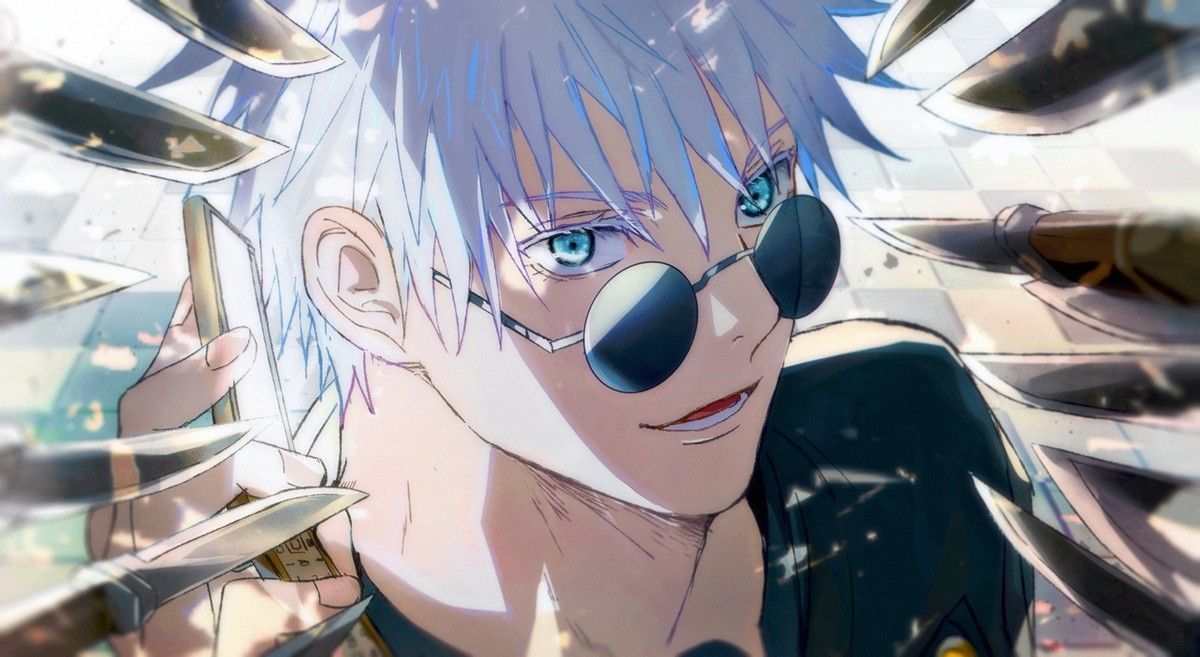 1200x657 Anime boys jujutsu kaisen satoru gojo blue eyes Playmat Gaming Mat Desk