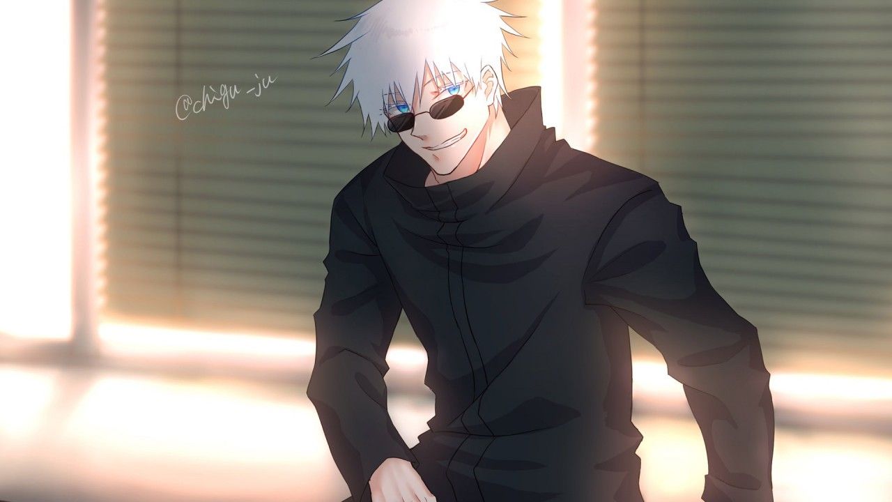 1280x720 Blue Eyes Boy Glasses Jujutsu Kaisen Satoru Gojo School Uniform White Hair HD Jujutsu Kaisen Wallpaper