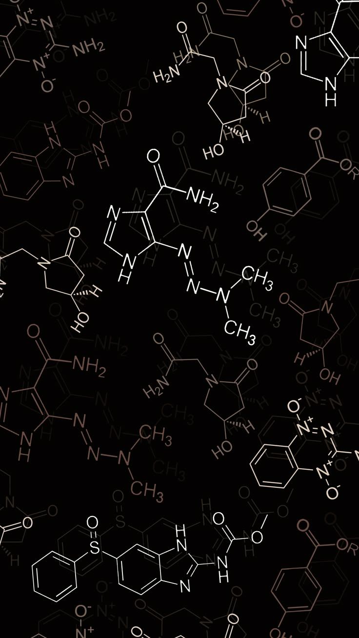 736x1308 Chemical Structures Wallpaper. Black and white chemistry design, Chemical molecular structure pattern, Chemistry study room
