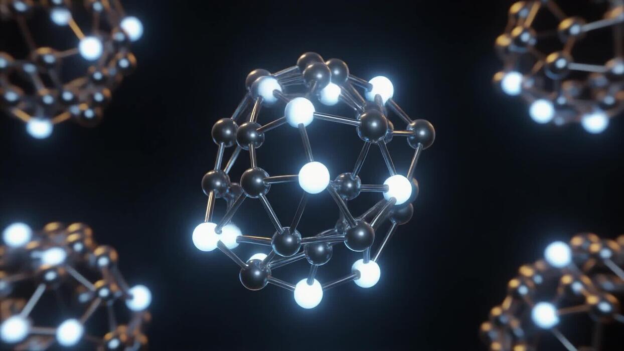 1244x700 Futuristic Molecular Structure with Glowing Nodes on Dark Background