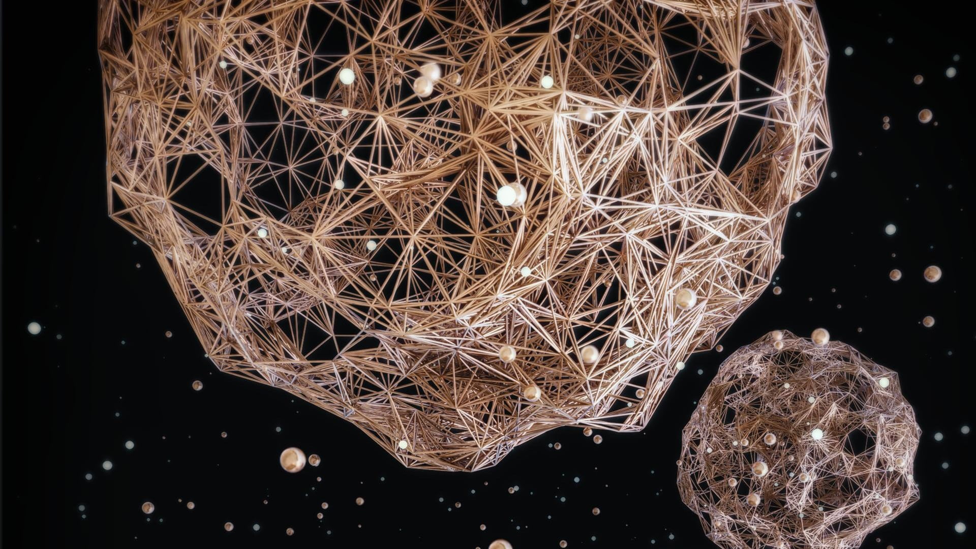 1920x1080 Brown chemical structure illustration, Cinema 4D, wireframe HD wallpaper