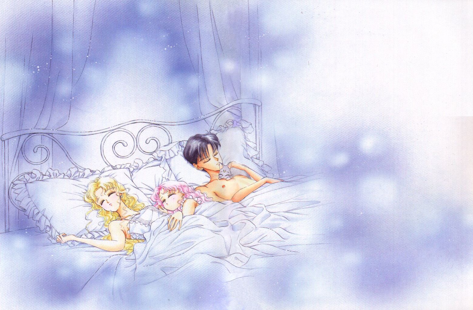 1558x1021 animal, Bed, Cat, Chiba, Mamoru, Chibiusa, Diana, Sailor, Moon, Sleeping, Tsukino, Usagi Wallpaper HD / Desktop and Mobile Background