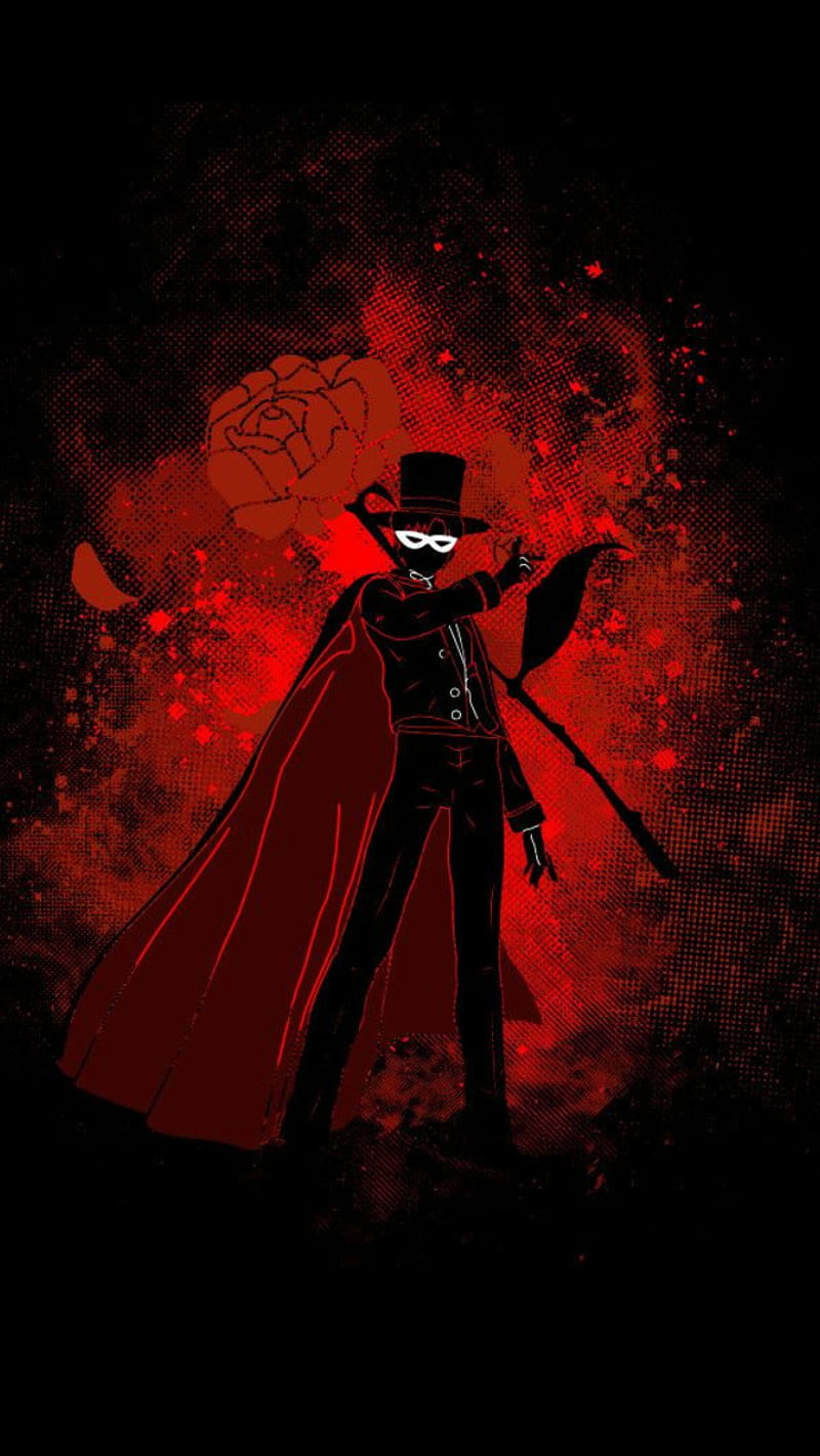 800x1422 Tuxedo Mask, husbando, red, rose, sailor moon, HD phone wallpaper