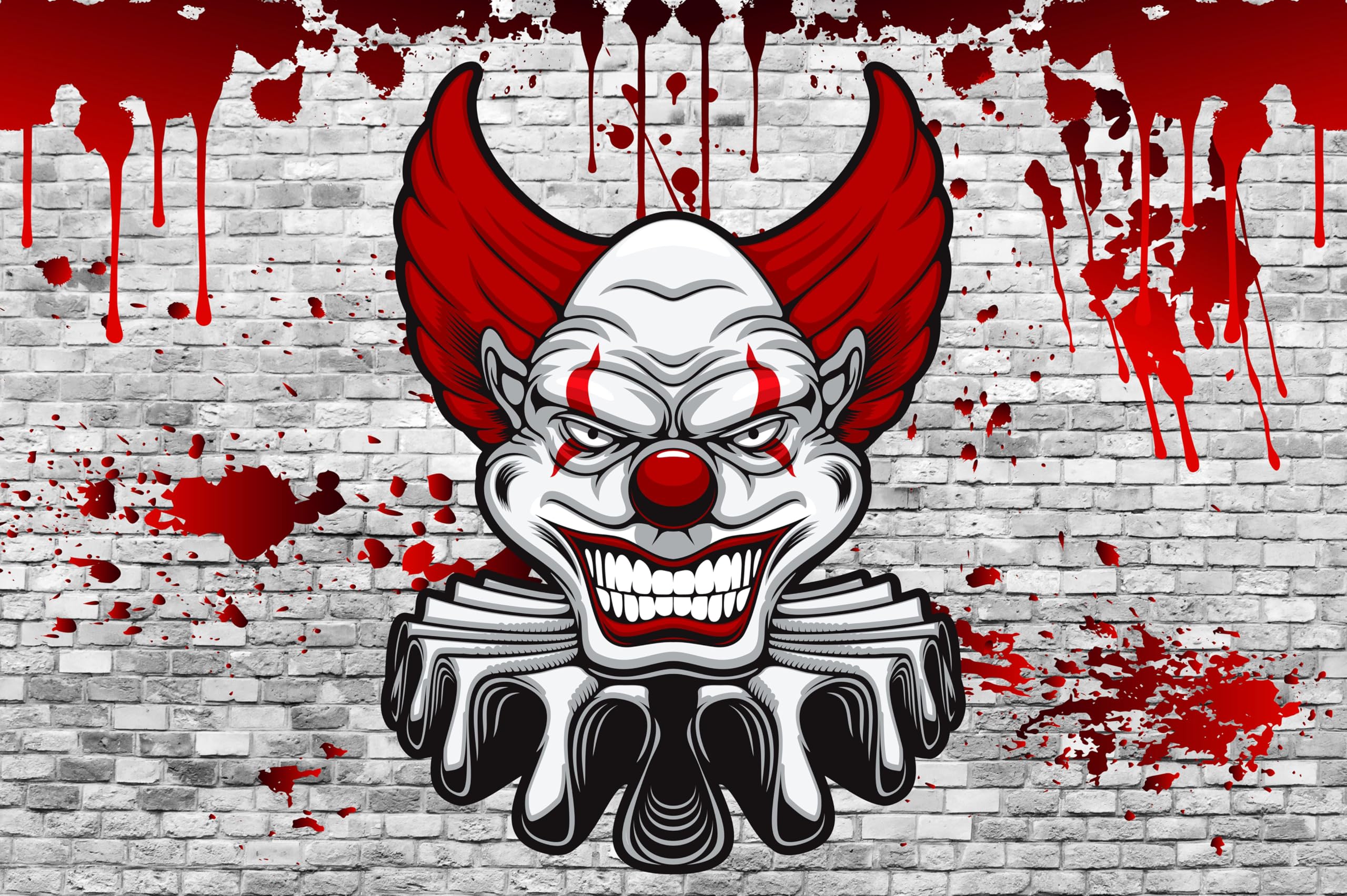 2560x1704 Amazon.com : CHNYWORK 10x6.5ft Evil Clown Backdrop White Brick Wall Bloody Print Creepy Scary Blood Splatter Background Blood Dripping Horror Clown Creepy Halloween Birthday Party Decor Photo Booth Props Wallpaper