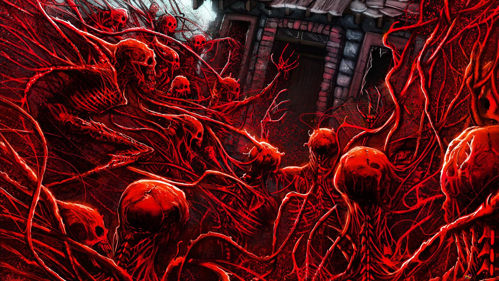 1600x900 Bloody skeleton HD wallpaper download