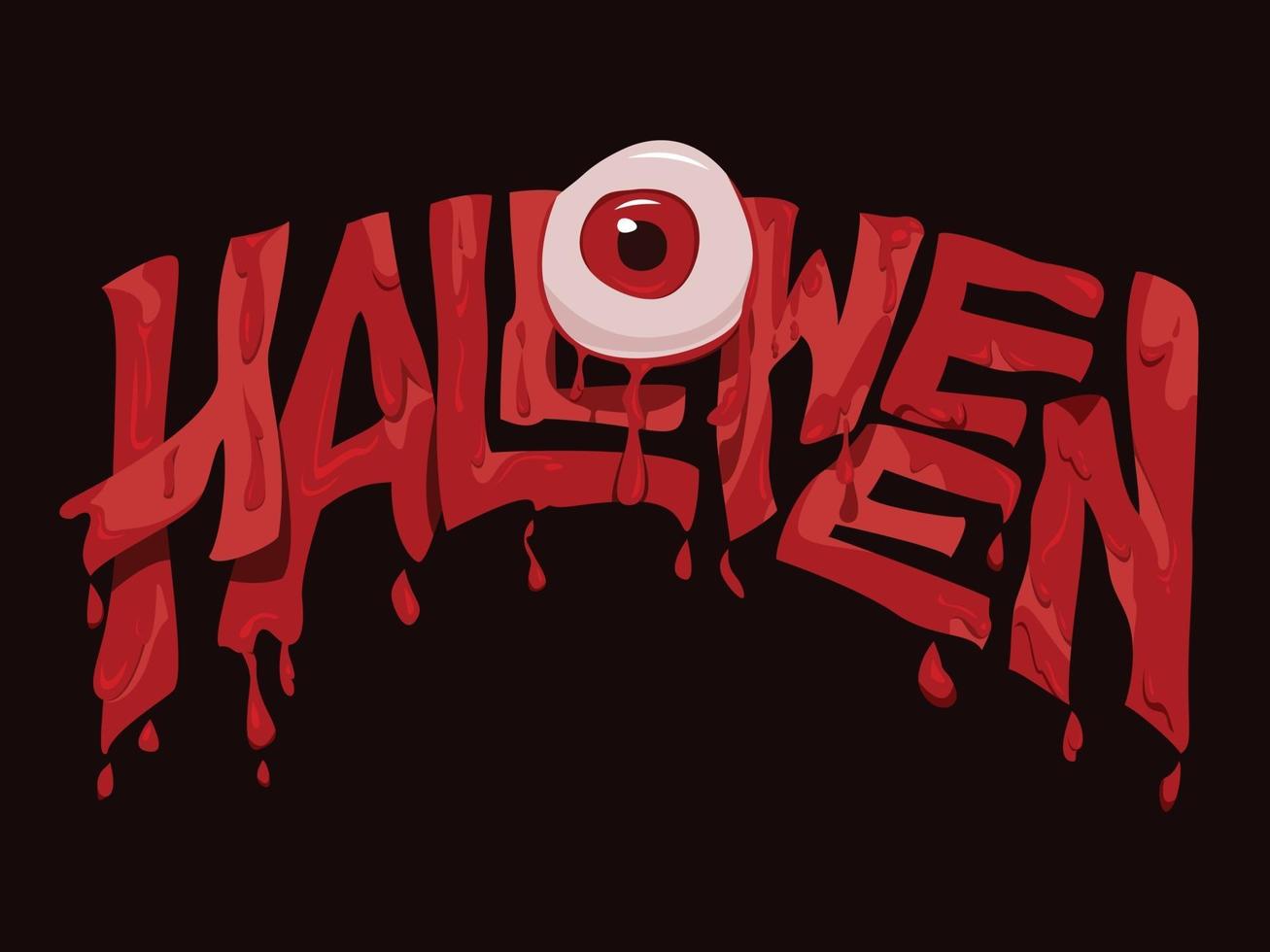 1307x980 Halloween Text with the Bloody Eyeball in Horror Style