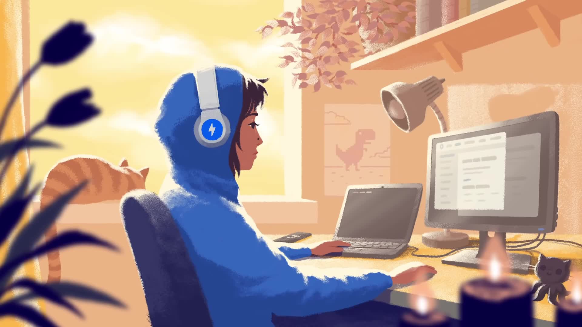 1920x1080 Girl Coding Wallpaper