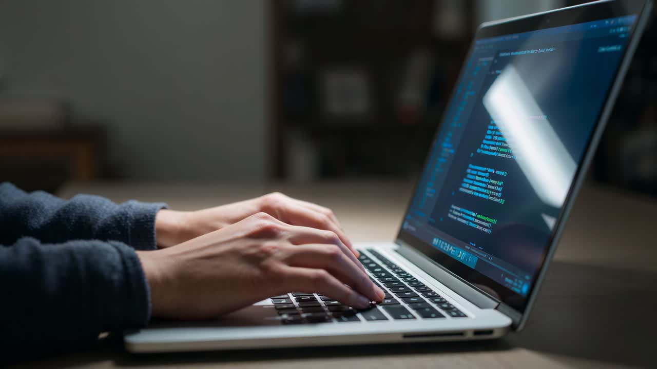 1280x720 Programming background with person working with codes on computer