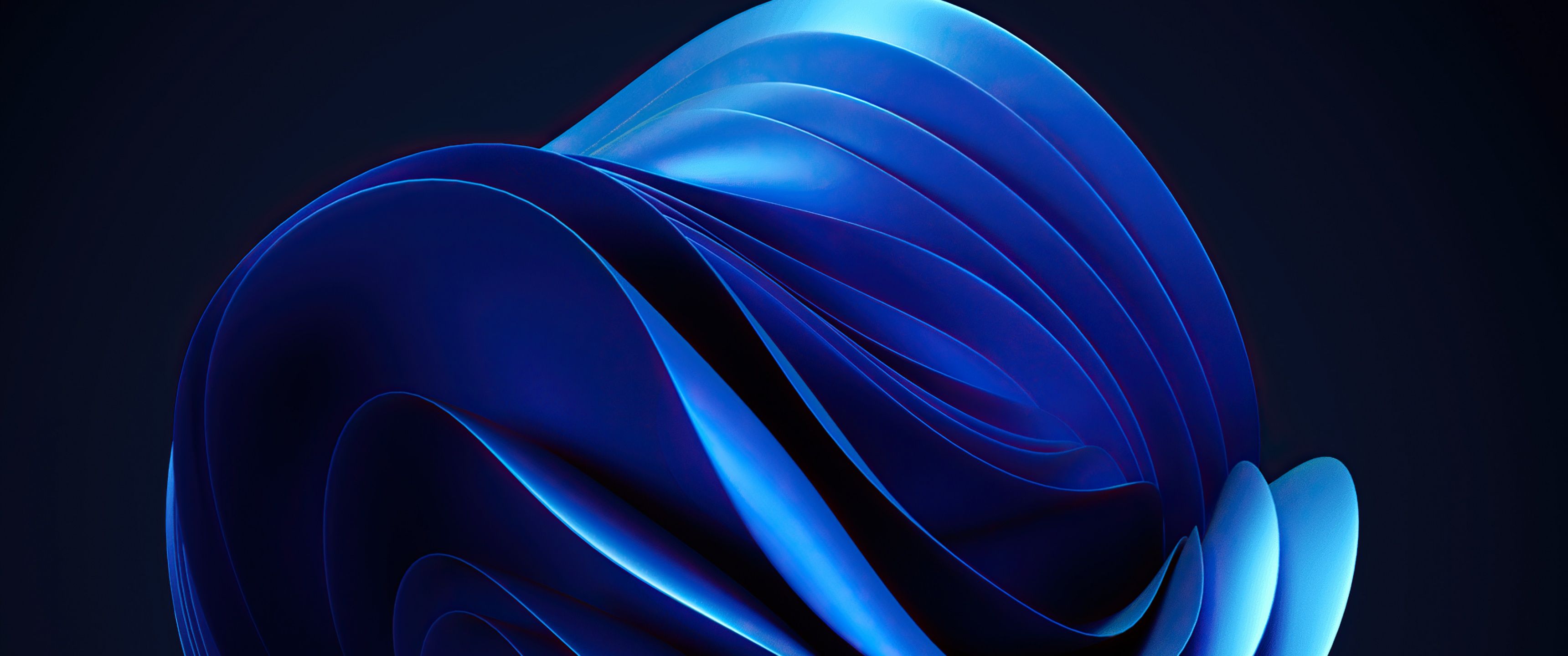 3440x1440 Windows 11 Blue background Dark Theme 4K Wallpaper